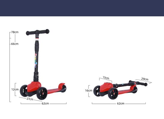 BSCI Three Wheel Kick Scooter 750mm 3 Wheel Scooter Steering